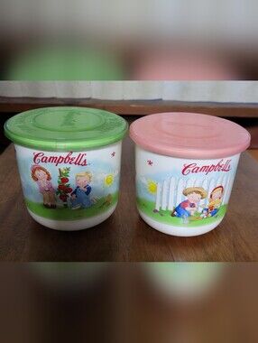 Campbell's Pair of Kids Snack Containers - Pink & Green Lids (116)